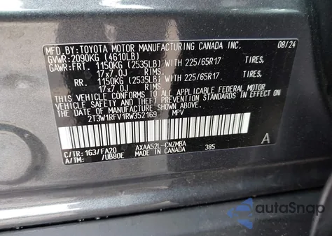 2024 Toyota Rav4 Xle z USA, uszkodzony, nr VIN 2T3W1RFV1RW352169